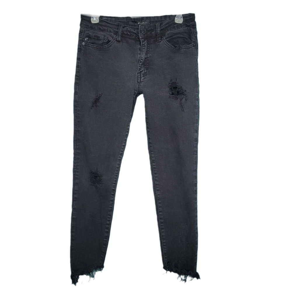 KanCan Distressed Cropped Mid-rise Black Women's Jeans Size W 7/27
